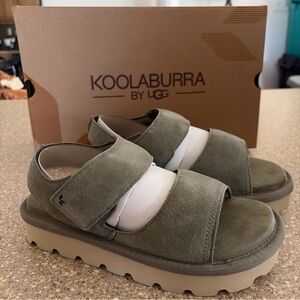 NIB Koolaburra by UGG Tizz Suede Sandals Limewash Green Women’s US 6